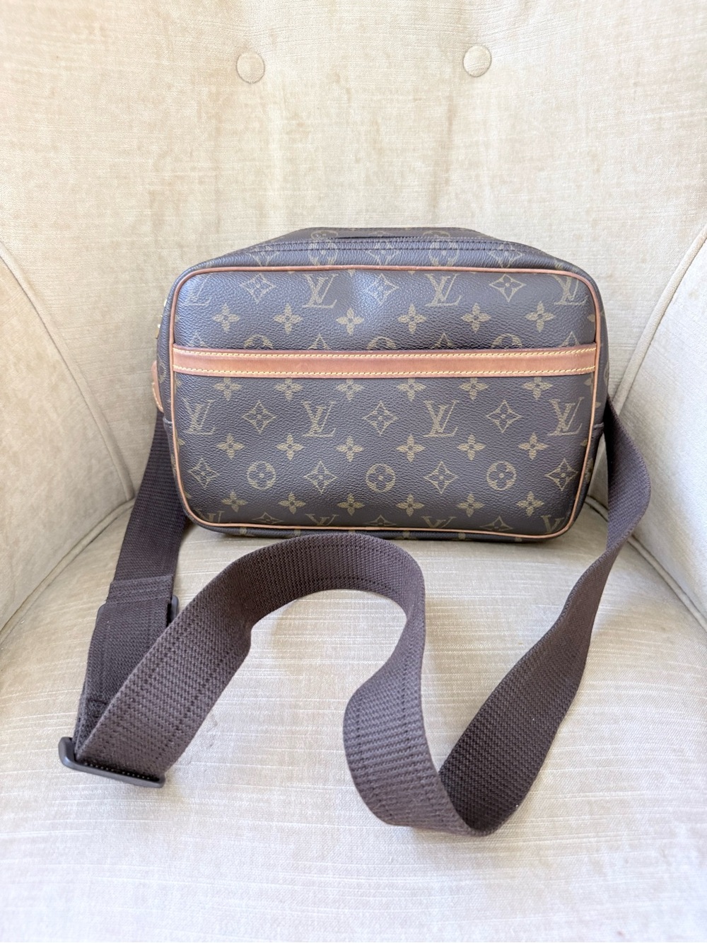 Louis Vuitton Monogram Crossbody Bag in Brown and Tan